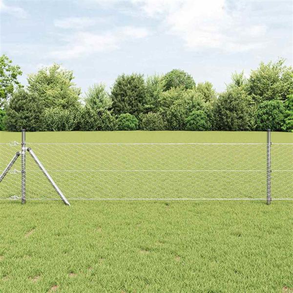 Grote foto vidaxl hexagon hek zilver 0 5 x 100 m gegalvaniseerd staal tuin en terras hekken en schuttingen