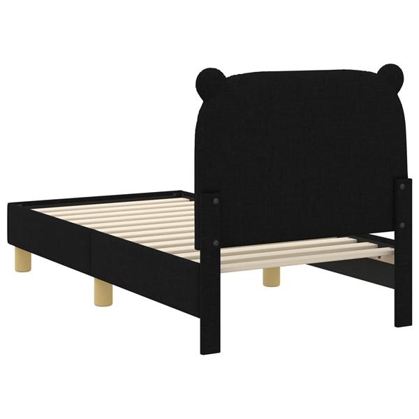 Grote foto vidaxl peuterbedframe met hoofdbord zwart 70 x 140 cm stof antiek en kunst stoelen en banken