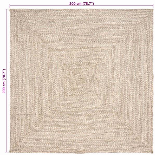 Grote foto vidaxl tapijt natuurlijk en wit 200 x 200 cm jute huis en inrichting vloerbedekking en kleden