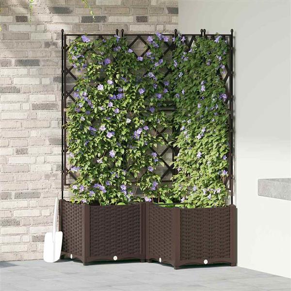 Grote foto vidaxl tuin bloempot 3 pcs bruin 80 x 80 x 143 cm staal tuin en terras overige tuin en terras
