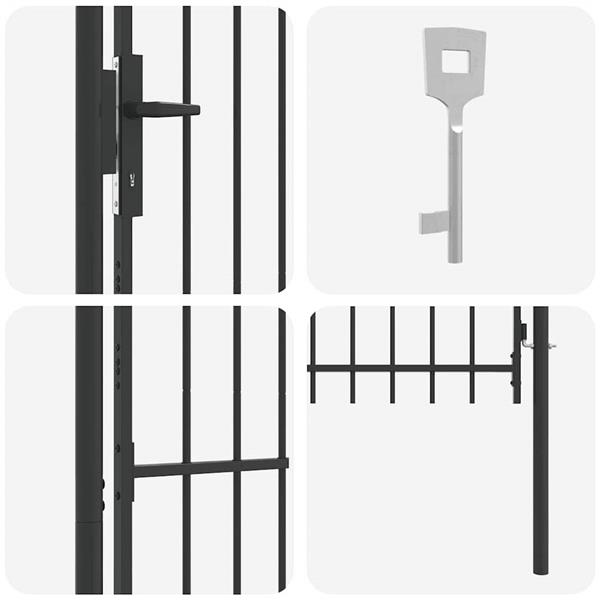 Grote foto vidaxl hekpoort met slot grijs 103 x 200 cm gepoedercoat staal tuin en terras hekken en schuttingen