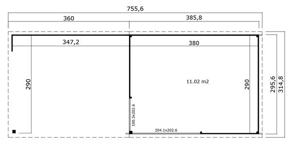 Grote foto blokhut met overkapping olivia 385x295 aanbouw tuin en terras tuinhuisjes en blokhutten
