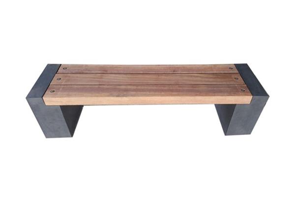 Grote foto tuinbank beton en geschaafd hardhout 175x45x45cm tuin en terras tuinmeubelen