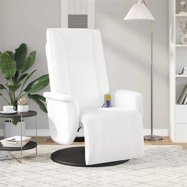 Grote foto vidaxl massage recliner stoel wit 71 x 90 x 105 cm nep leer huis en inrichting stoelen