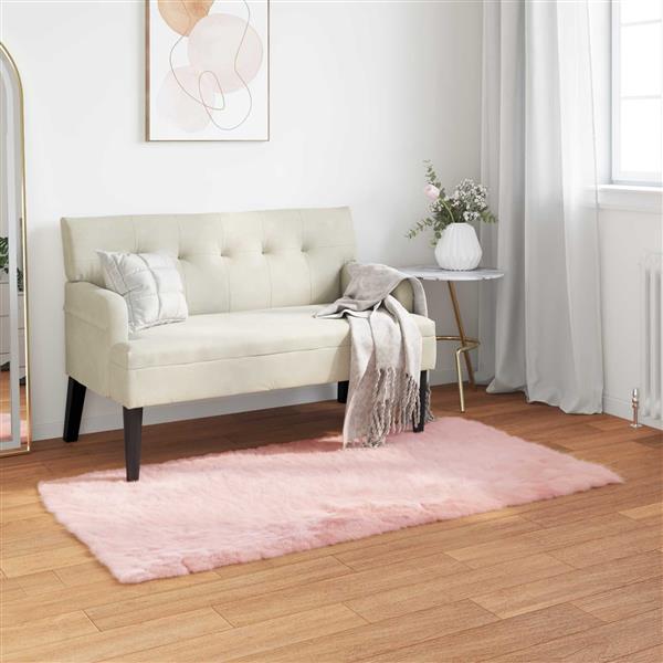 Grote foto vidaxl nep schapenvacht tapijt tafalla roze 60 x 110 cm polyester huis en inrichting vloerbedekking en kleden