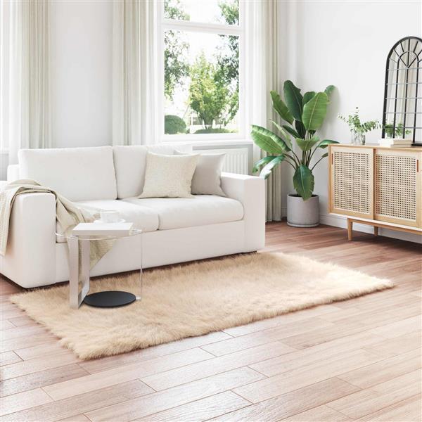 Grote foto vidaxl nep schapenvacht tapijt tafalla beige 100 x 200 cm polyester huis en inrichting vloerbedekking en kleden