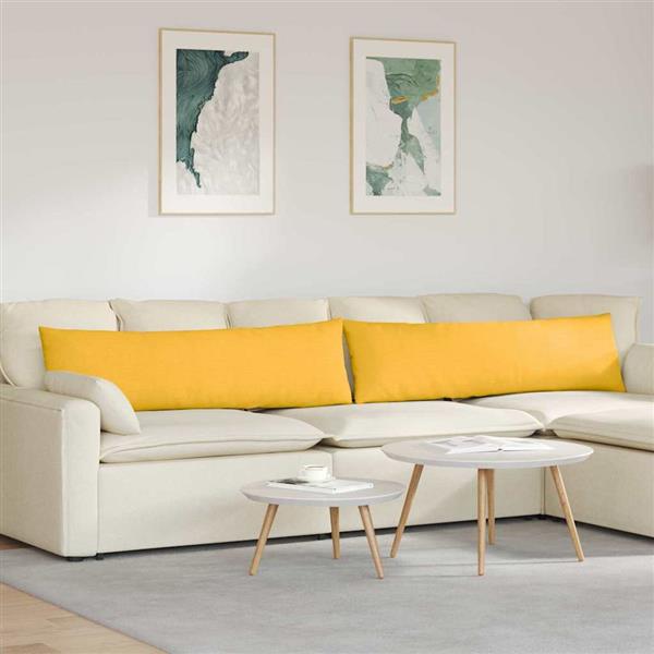 Grote foto vidaxl sofa kussens 2 stuks lichtgeel 145 x 40 cm cordstof huis en inrichting woningdecoratie