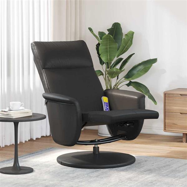 Grote foto vidaxl massage recliner stoel zwart 71 x 90 x 105 cm nep leer huis en inrichting stoelen