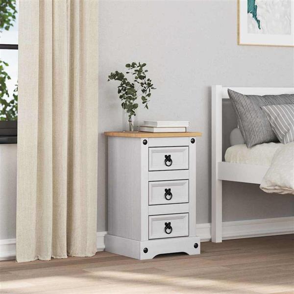 Grote foto vidaxl nachtkastje met lade wit 35 x 32 5 x 58 cm massief grenenhout huis en inrichting complete slaapkamers