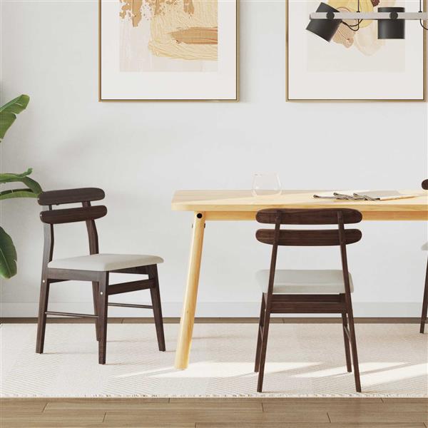 Grote foto vidaxl eetkamerstoel 2 pcs lichtbruin en licht massief rubberhout huis en inrichting stoelen