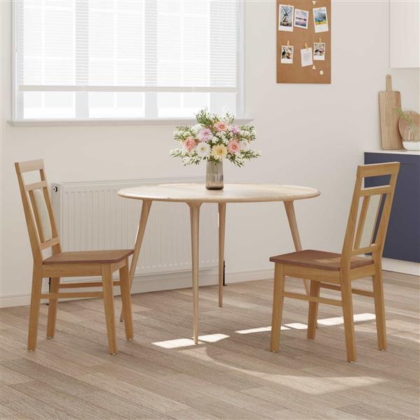 Grote foto vidaxl eetkamerstoel 2 pcs naturel massief rubberhout huis en inrichting stoelen