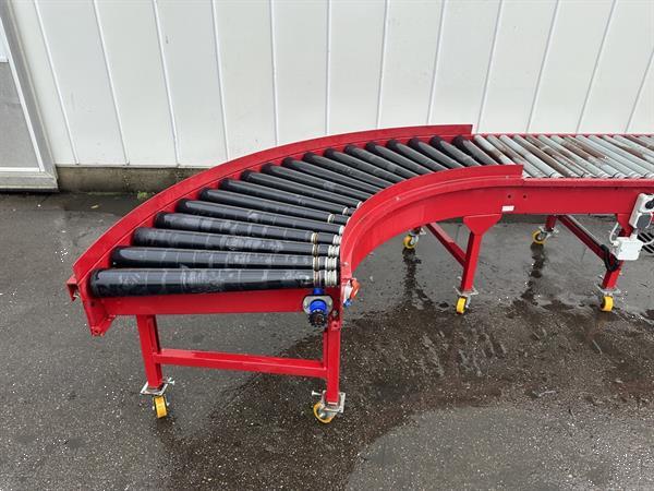 Grote foto taks rollenbaan aangedreven 1070 cm x 70 cm met bocht 90 agrarisch transportbanden