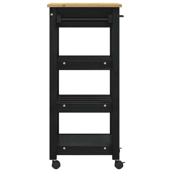 Grote foto vidaxl keuken trolley zwart 88 5 x 40 x 48 cm massief vurenhout huis en inrichting keukenbenodigdheden