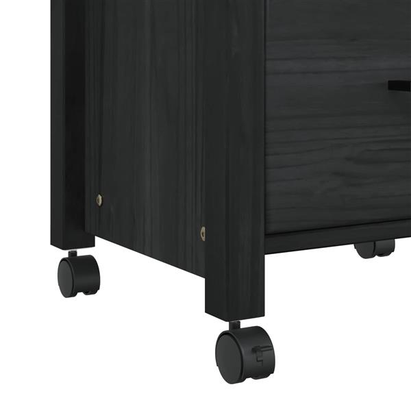 Grote foto vidaxl keuken trolley zwart 88 5 x 40 x 48 cm massief vurenhout huis en inrichting keukenbenodigdheden