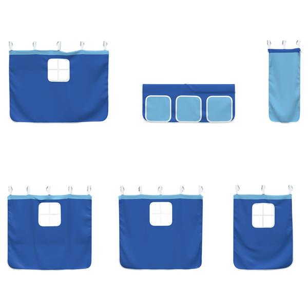 Grote foto vidaxl loftbedframe voor kinderen met gordijnen zwart en blauw antiek en kunst stoelen en banken