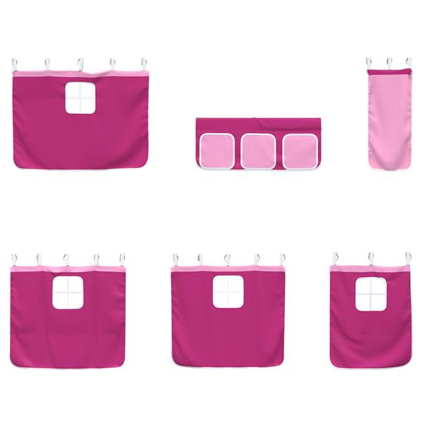 Grote foto vidaxl loftbedframe voor kinderen met gordijnen wit en roze antiek en kunst stoelen en banken