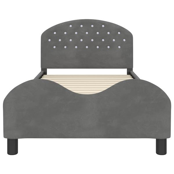 Grote foto vidaxl bedframe voor kinderen met hoofdbord donkergrijs 90 x 200 cm antiek en kunst stoelen en banken