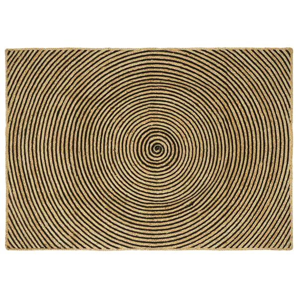 Grote foto vidaxl vloerkleed natuurlijk en zwart 120 x 170 cm jute huis en inrichting vloerbedekking en kleden