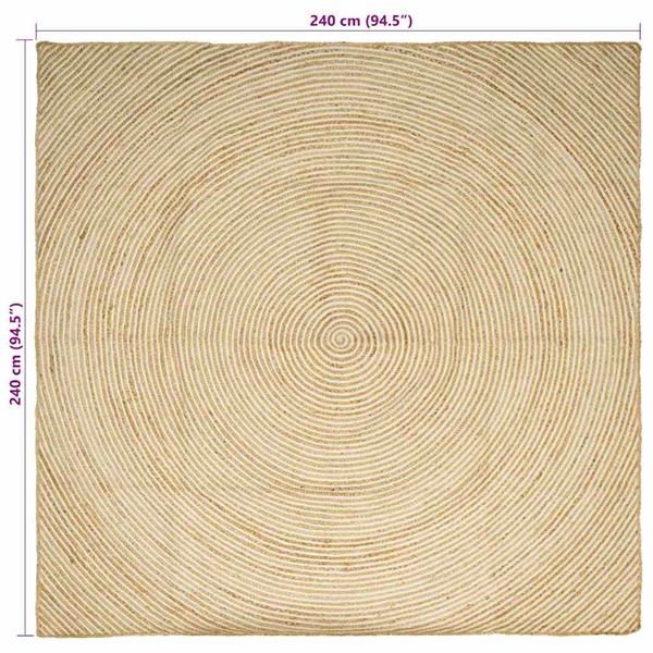 Grote foto vidaxl vloerkleed natuurlijk en wit 240 x 240 cm jute huis en inrichting vloerbedekking en kleden