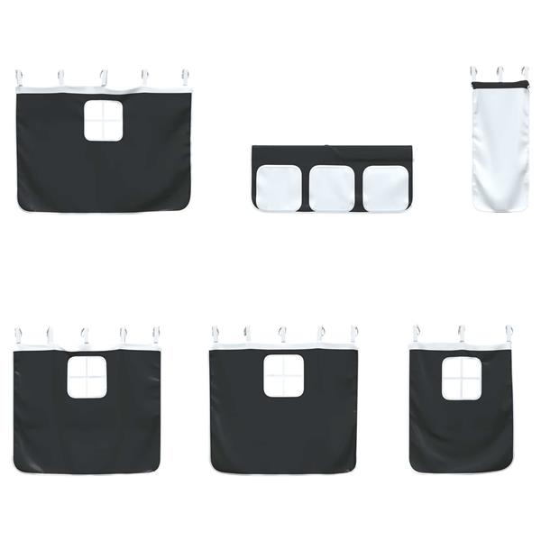 Grote foto vidaxl loftbedframe voor kinderen met gordijnen zwart 90 x 201 cm antiek en kunst stoelen en banken