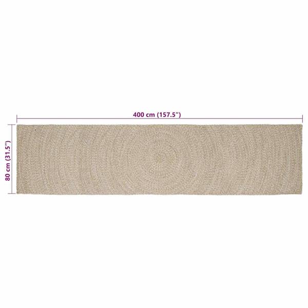 Grote foto vidaxl vloerkleden rechthoekig natuurlijk en wit 80 x 400 cm jute huis en inrichting vloerbedekking en kleden