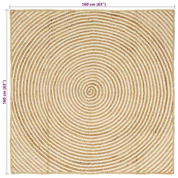 Grote foto vidaxl vloerkleed natuurlijk en wit 160 x 160 cm jute huis en inrichting vloerbedekking en kleden