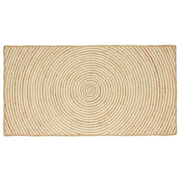 Grote foto vidaxl vloerkleed natuurlijk en wit 60 x 110 cm jute huis en inrichting vloerbedekking en kleden