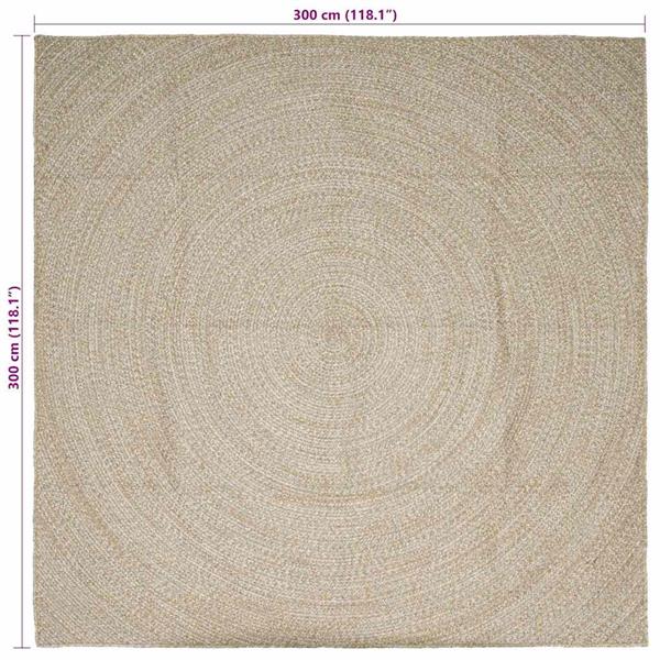 Grote foto vidaxl vloerkleden natuurlijk en wit 300 x 300 cm jute huis en inrichting vloerbedekking en kleden