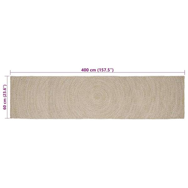 Grote foto vidaxl vloerkleden rechthoekig natuurlijk en wit 60 x 400 cm jute huis en inrichting vloerbedekking en kleden