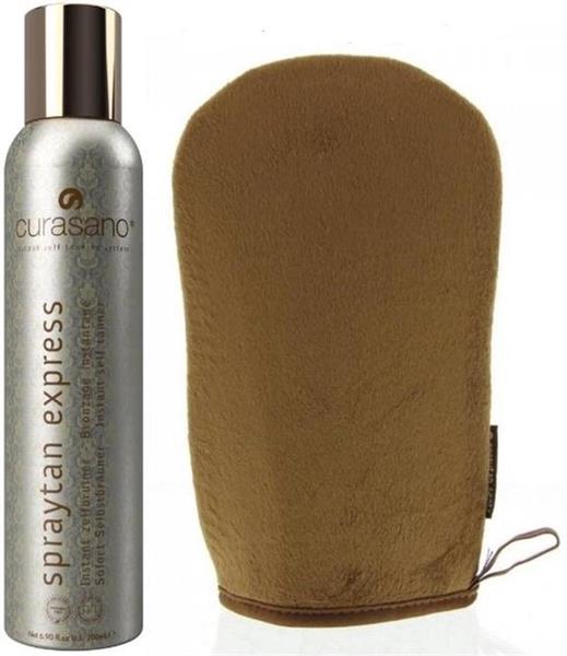 Grote foto curasano tanning spray set 150ml handschoen kleding dames sieraden