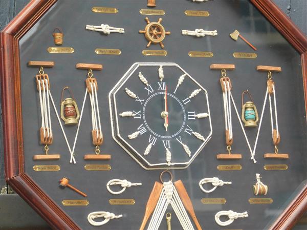 Grote foto maritieme wanddecoratie met scheepsknopen en klok 66 cm huis en inrichting woningdecoratie