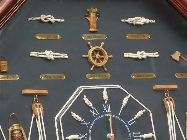 Grote foto maritieme wanddecoratie met scheepsknopen en klok 66 cm huis en inrichting woningdecoratie