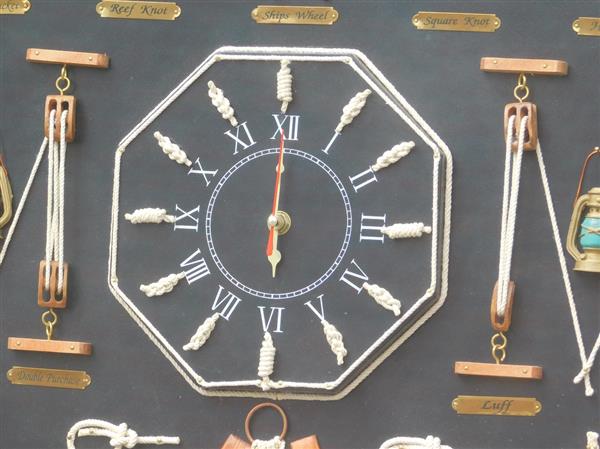 Grote foto maritieme wanddecoratie met scheepsknopen en klok 66 cm huis en inrichting woningdecoratie
