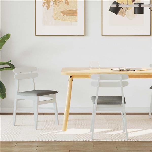 Grote foto vidaxl eetkamerstoel 2 pcs wit en grijs massief rubberhout huis en inrichting stoelen