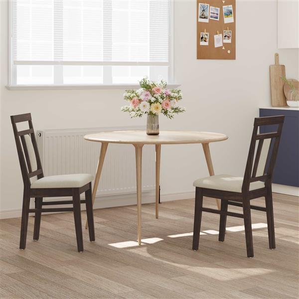 Grote foto vidaxl eetkamerstoel 2 pcs lichtbruin en licht massief rubberhout huis en inrichting stoelen