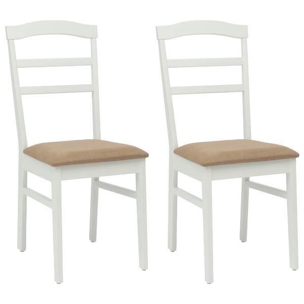 Grote foto vidaxl eetkamerstoel 2 pcs wit en bruin massief rubberhout huis en inrichting stoelen