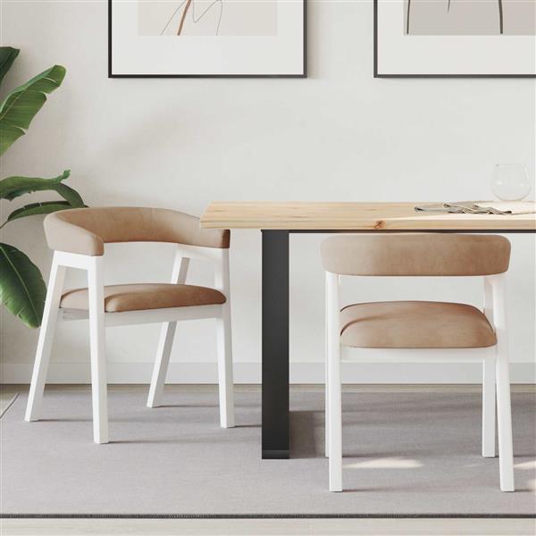 Grote foto vidaxl eettafelstoelen 2 pcs wit 54 x 57 x 73 cm massief rubberhout huis en inrichting stoelen