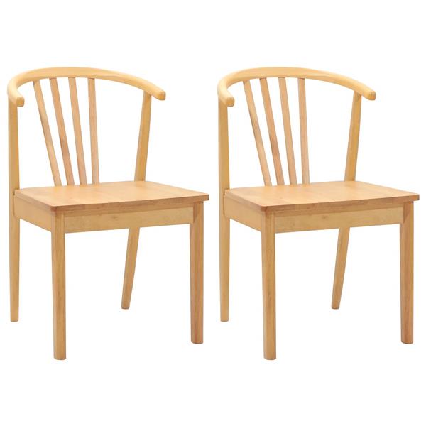 Grote foto vidaxl eetkamerstoel 2 pcs naturel massief rubberhout huis en inrichting stoelen