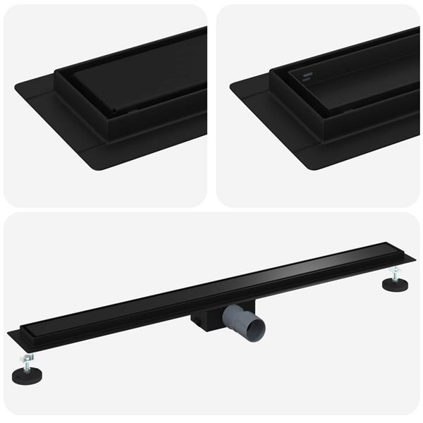 Grote foto vidaxl 2 in 1 doucheafvoer zwart 90 cm roestvrij staal 304 doe het zelf en verbouw sanitair