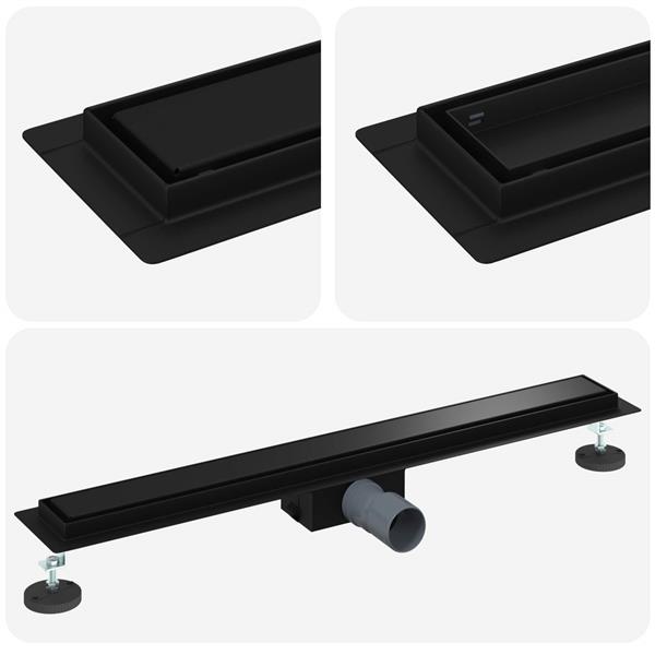 Grote foto vidaxl 2 in 1 doucheafvoer zwart 80 cm roestvrij staal 304 doe het zelf en verbouw sanitair