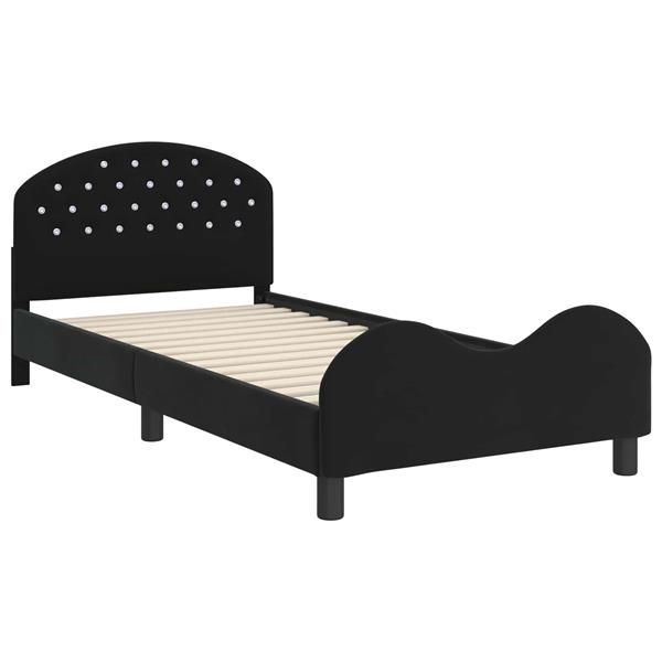 Grote foto vidaxl bedframe voor kinderen met hoofdbord zwart 90 x 190 cm fluweel antiek en kunst stoelen en banken