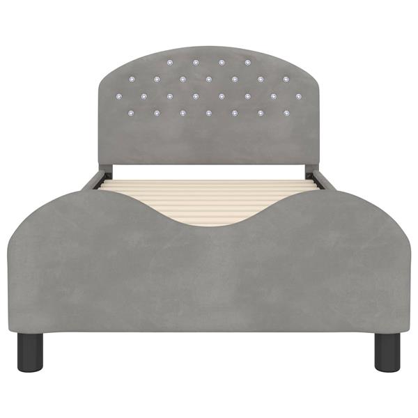 Grote foto vidaxl bedframe voor kinderen met hoofdbord lichtgrijs 90 x 190 cm antiek en kunst stoelen en banken