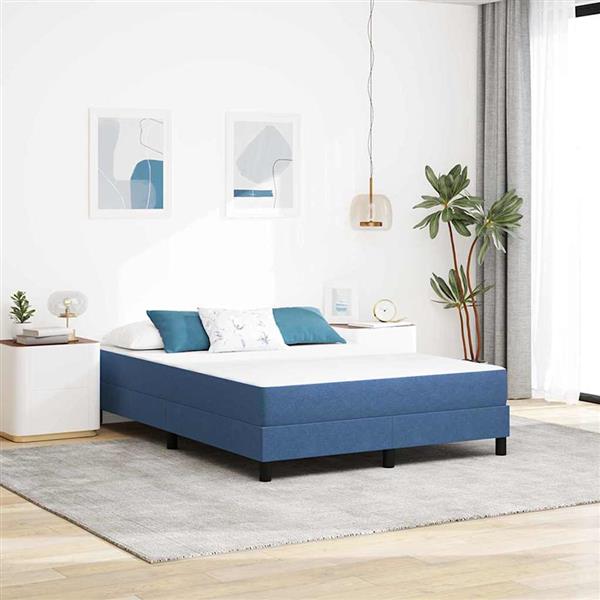 Grote foto vidaxl bedmatras met matras blauw 140 x 190 cm stof antiek en kunst stoelen en banken