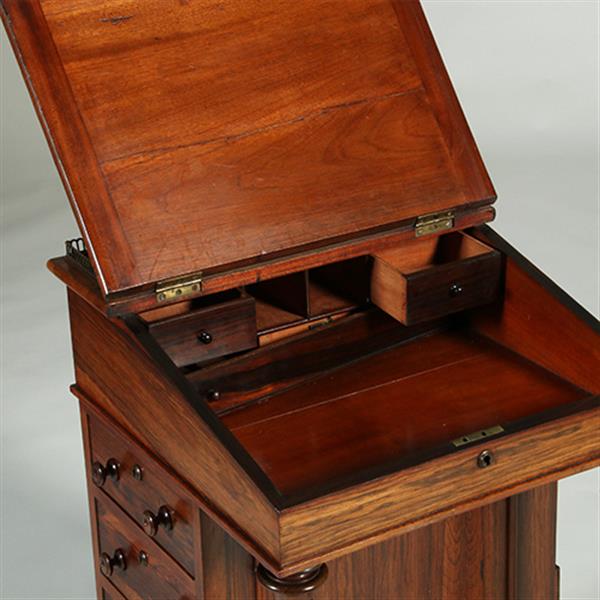 Grote foto palissander davenport met zuilen klein geheim vakje en uitklapbare inktpothouder no.351915 antiek en kunst overige in antiek gebruiksvoorwerpen