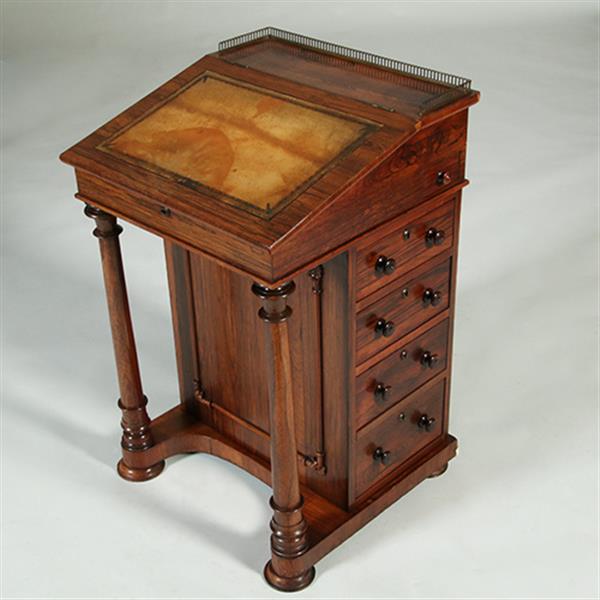 Grote foto palissander davenport met zuilen klein geheim vakje en uitklapbare inktpothouder no.351915 antiek en kunst overige in antiek gebruiksvoorwerpen