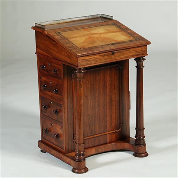 Grote foto palissander davenport met zuilen klein geheim vakje en uitklapbare inktpothouder no.351915 antiek en kunst overige in antiek gebruiksvoorwerpen