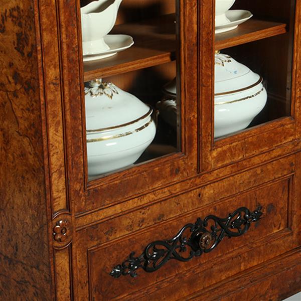 Grote foto lage 4 deurs boekenkast met 2 archiefkleppen noten met wortelnoten en zwart no.351940 antiek en kunst overige in antiek gebruiksvoorwerpen