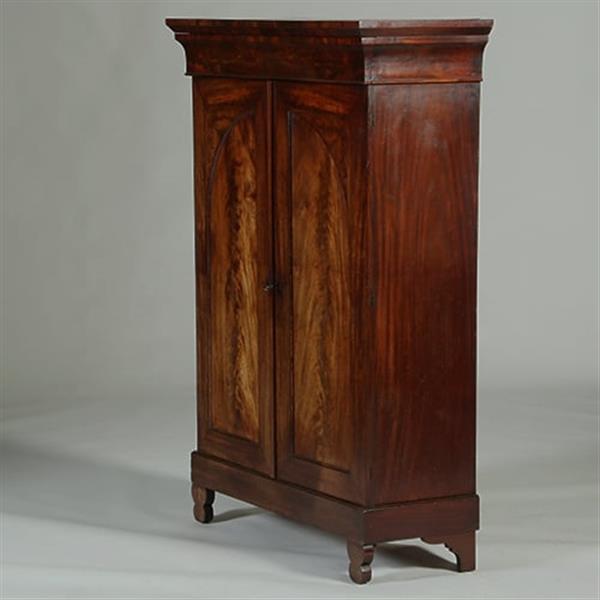 Grote foto kleine poortkast in mahonie met bloemmahonie ca 1820 met veel planken en 2 laden no.360405 antiek en kunst overige in antiek gebruiksvoorwerpen