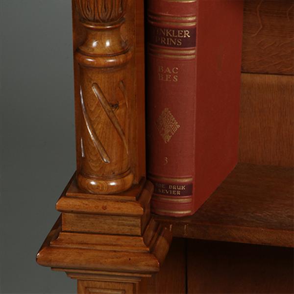 Grote foto zeer hoge smalle open boekenkast blond noten verstelbare planken demontabel no.360415 antiek en kunst overige in antiek gebruiksvoorwerpen