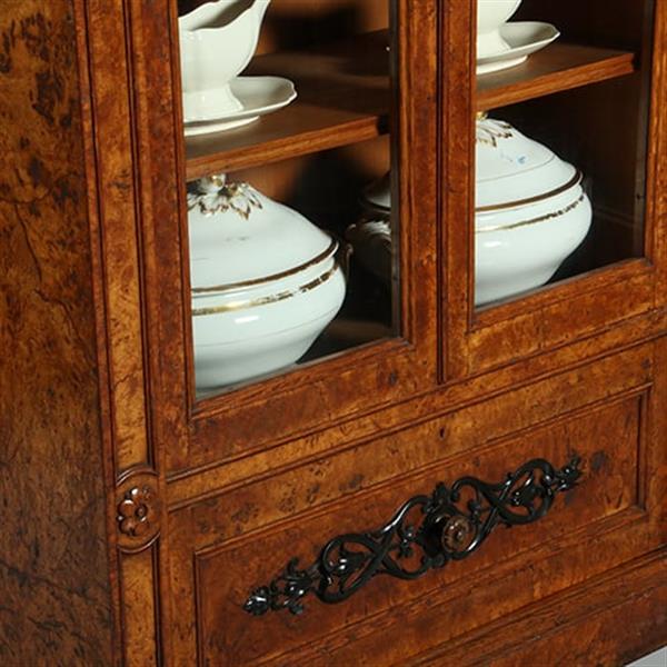 Grote foto lage 4 deurs boekenkast met 2 archiefkleppen noten met wortelnoten en zwart no.351940 antiek en kunst overige in antiek gebruiksvoorwerpen